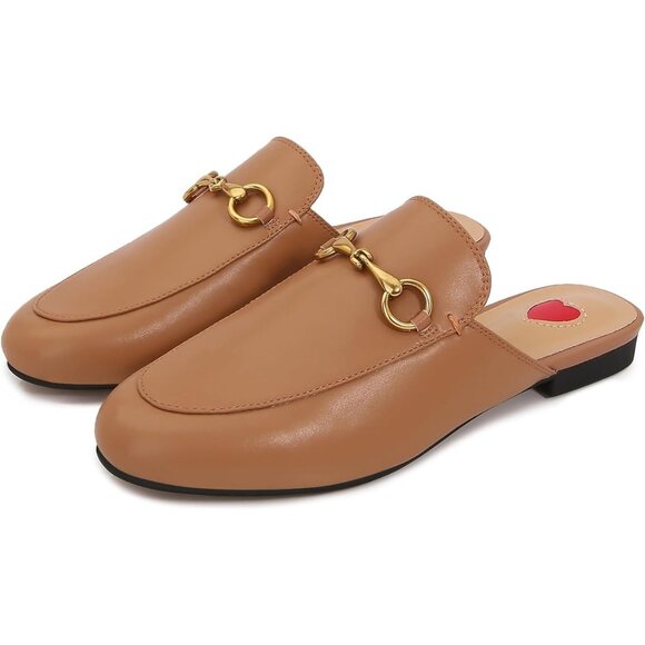 Vertundy Women's Mules Low Heel Flats Leather Slip On Backless Sandals Lady Work - Picture 2 of 7